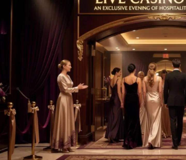 Wejście i strefa powitalna Casino Night z eleganckim światłem