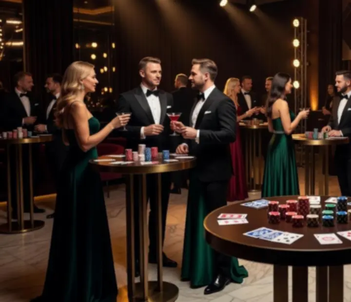 Koktajlowe stoliki podczas eleganckiego wieczoru eventowego