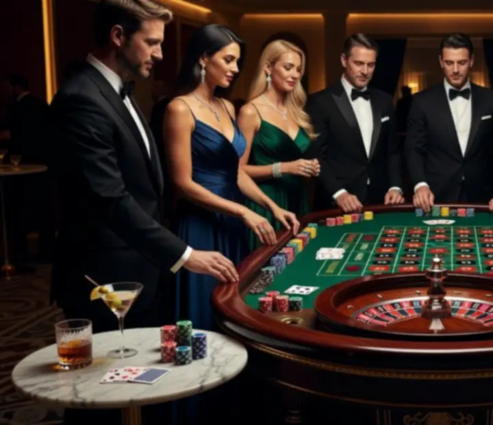 Goście podczas inspiracyjnych scenariuszy ruletki na eleganckim evencie