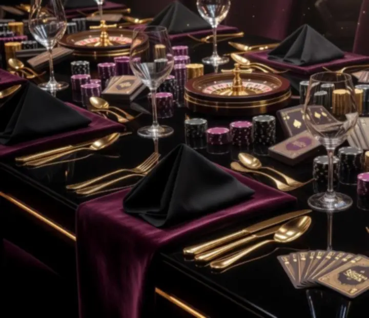 Autorska scenografia eventowa z oświetleniem i dekoracjami w stylu art déco