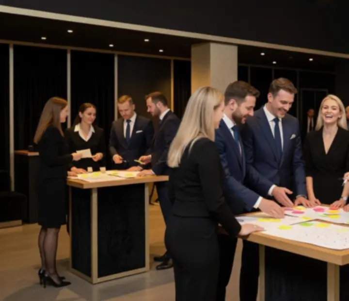 Zespół podczas eleganckiego eventu firmowego i integracji w Warszawie
